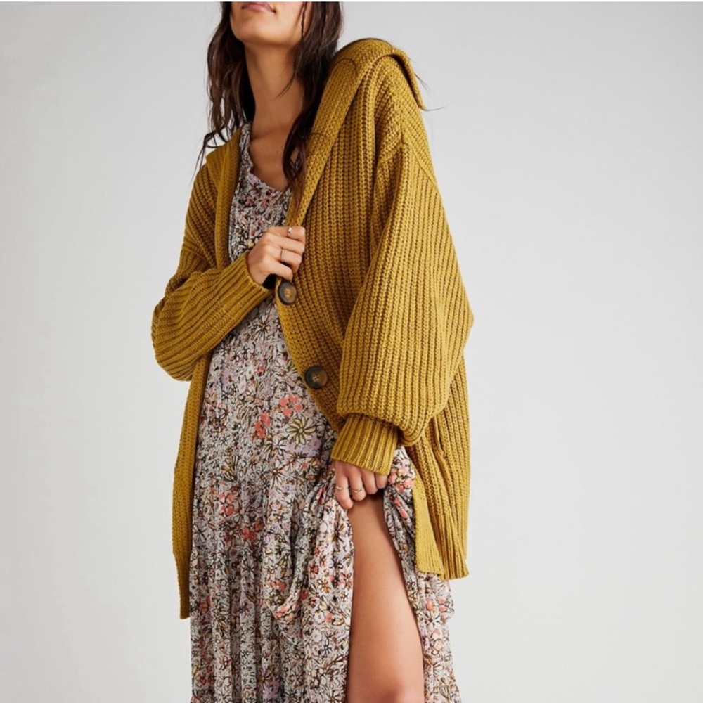 Free People Swim Too Deep Cardigan in Chartreuse